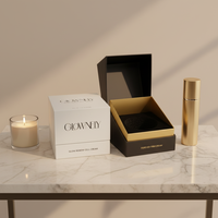 Boîte d'emballage de beauté en papier de qualité supérieure personnalisée, doublure en éponge, laminage mat, boîte noire
