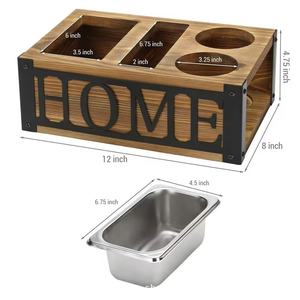 Wooden storage box, desktop display snack and beverage storage box, remote <b>control</b> <b>holder</b>, solid wood wine bottle organizer. - Product Image 2