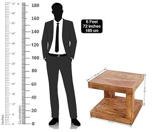 Mesa de centro cuadrada de madera maciza hecha a mano para sala de estar, centro de mesa, pasillo, para el hogar Decoración elegante, mesa de acento - Product Image 5