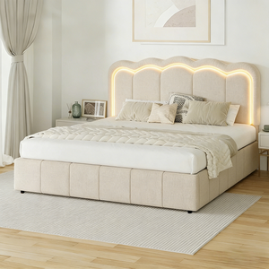 <span class=keywords><strong>Letto</strong></span> contenitore con sollevamento a gas, imbottito, con trapuntatura a V, piattaforma con testiera a LED, in velluto, struttura in metallo, doghe in legno, facile montaggio - Product Image 1
