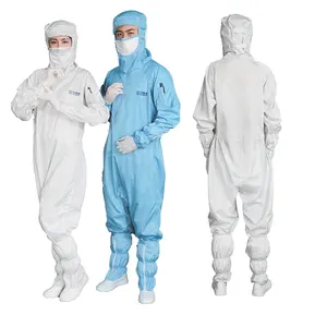 クリーンルーム業界向けのフードEsd帯電防止衣服付きの高品質の洗えるほこりのない帯電防止クリーンルームジャンプスーツ