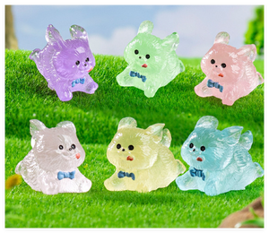 Luminoso brillante dibujos animados miniaturas animales estatuas estatuilla caniche francés Toro perro resina decoración patio jardín centro hadas - Product Image 6