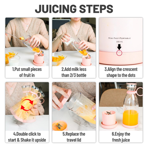 Licuadora Portátil Eléctrica de Frutas de 380 ml, Acero Inoxidable, Carga USB, para Uso en Hoteles, Vaso para Jugos de Limón y Naranja, Batidos - Product Image 6