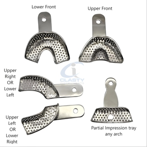 CLASTY INSTRUMENTS Porte-empreintes dentaires partielles sectionnelles en acier inoxydable, réutilisables, autoclavables, pour arcades supérieure et inférieure, Instrument CE - Product Image 1