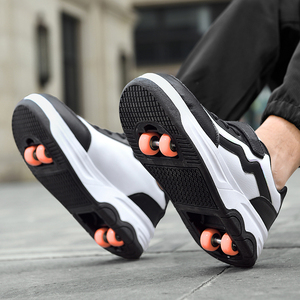 <span class=keywords><strong>Chaussures</strong></span> <span class=keywords><strong>à</strong></span> <span class=keywords><strong>roulettes</strong></span> détachables tendance en cuir respirant pour adultes et enfants - Product Image 2