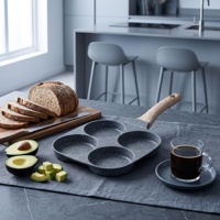 Poêle à frire carrée antiadhésive en aluminium à 4 trous personnalisable pour cuisine, compatible induction, facile à nettoyer