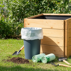 China Manufactures Bio Degradable Compostable Corn Starch PLA Custom Trash Can <strong>Liner</strong> Plastic Green Roll Disposable Garbage Bag - Product Image 5