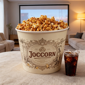 Seau en papier biodégradable blanc et brun personnalisé de 64oz, 80oz, 85oz pour pop-corn et frites, idéal pour les cinémas et les théâtres (vente en gros) - Product Image 6