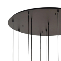 Plafonnier moderne à utilisation intuitive et personnalisable avec 12 lumières tulipes combinées, base en acier, couvercle en verre, 100 Shelby