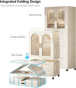 Durable PP Injection Molded Rectangle Folding Kids Bedroom Wardrobe <b>Plastic</b> Cabinet Clothes Organizer Multi-Function Portable - Product Image 4