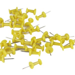 Yellow Thumb Tack Push <b>Pin</b> Plastic Circular Shape General Use For Cork Board And Photo Wall Display - Product Image 4