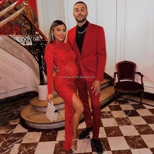 NOCANCE Dropshipping productos 2023 cristales rojos brillantes Sexy corte alto vestido de fiesta de lujo vestidos de mujeres embarazadas para fiesta - Product Image 2