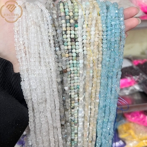 Vente en gros de perles de pierre naturelle carrées facettées 4*4mm, pierre en vrac, <span class=keywords><strong>jade</strong></span> violet naturel, saphir, production de bijoux - Product Image 1
