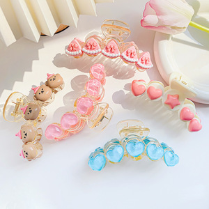 Nouvelle pince à cheveux coréenne 2023 de 10 cm, motif macaron et fruits, mignonne pour filles, grande pince à cheveux pour l'arrière de la tête - Product Image 4