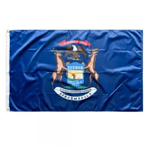 密歇根州立高级印刷密歇根旗帜，带黄铜索环防水防紫外线印刷旗帜