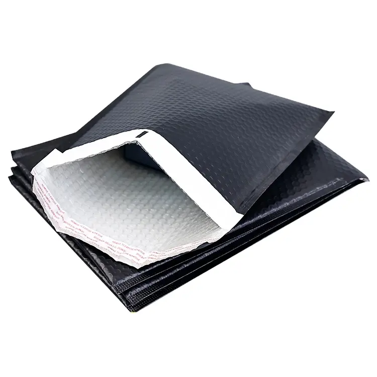 Custom Printed Bubble Mailer Bag Black Matte Padded Shipping Mailer Compostable Small Big Envelop Packaging Mailer