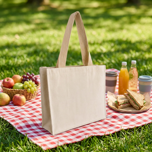 Eco-Friendly Custom <b>Large</b> Cotton <b>Canvas</b> Tote <b>Bag</b> with Zipper Closure Reusable Shoulder Handle for Daily Use Supermarket Shopping - Product Image 4