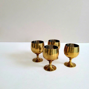 Verres à liqueur en laiton poli à tige courte, petits gobelets à vin, coupes de dégustation de cocktails, articles de bar en métal robuste - Product Image 1