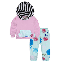 Vêtements pour bébés nouveau-nés en gros, collection automne, 2 pièces, ensembles de vêtements unisexes à capuche pour bébés garçons et filles, en coton respirant, tenues pour tout-petits
