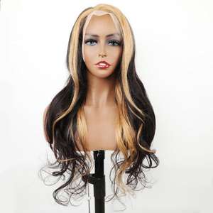 Peluca de cabello humano ondulado de 13x4 para <span class=keywords><strong>mujer</strong></span>, postizo de encaje frontal, color azul brillante, pelo Remy brasileño predespuntado con pelo de bebé - Product Image 3