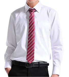 Fashionable mens dress shirt italian style long sleeve cotton/polyester white shirt