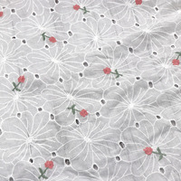 Tissu en coton brodé à fleurs 135x90 x 100% cm, étoffe de dentelle pour robe, châle, bricolage, fournitures de couture