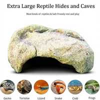 Abri extra large en résine pour reptiles, cachette pour serpents, abri pour terrarium pour python ball, habitat pour lézards, gecko léopard, dragon barbu