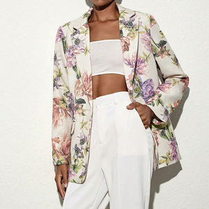 Nouveauté personnalisée robe blazer tendance <span class=keywords><strong>rose</strong></span> d'automne avec bordure en tissu personnalisée pour femmes, blazers, nouvelle collection - Product Image 1