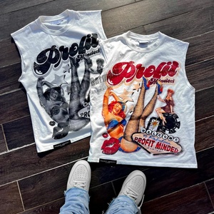 Camisetas sin Mangas para Hombre, 100% Algodón, Cuello Redondo, Impresión de Serigrafía con Logotipo Personalizado del Fabricante - Product Image 1