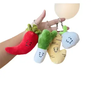 2024 Creatieve Cartoon Knuffel Grappige Knoflook Groene Ui Gember Peper Pluche Hanger Sleutelhanger Groente Pop Sleutelhanger