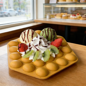 Realistic PU Egg Waffle Prop <b>Bubble</b> Waffle With <b>Toppings</b> Faux Cafe Display Fruit Kiwi Vanilla Scoops Matcha Creamy Pancake Model - Product Image 5