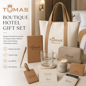 Customizable Hospitality Gift <b>Set</b> With Eco Friendly Tote Water Bottle Candle <b>Notebook</b> And Phone Charger For Brand Activations - Product Image 3