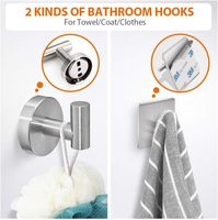 Ensemble de 6 accessoires de salle de bain contemporains en acier inoxydable écologique pour hôtel, avec porte-papier et barre porte-serviettes