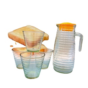 Prix de gros : Ensemble de 5 pièces en verre à rayures, comprenant <span class=keywords><strong>pichet</strong></span> à eau, verres et distributeur de jus, ainsi que des mugs à bière - Product Image 5