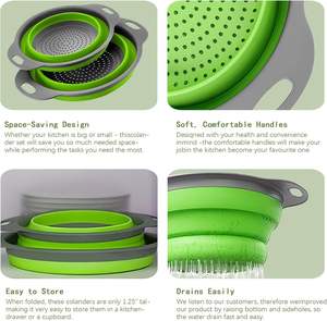 Colador Plegable con Asas de Plástico, Coladores Redondos Plegables para Cocina, Perfecto para Escurrir Pasta, Verduras y Frutas - Product Image 2