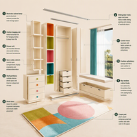 ARET Armoire colorée pour chambre d'enfant, panneau perforé, banc de fenêtre |   Commodes de rangement multicolores blanc crème, étagères ouvertes, personnalisables