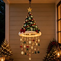 Guirlande lumineuse LED chaude en forme de chapeau de Père Noël à suspendre, lumières féériques en cascade pour extérieur, en métal, pour décoration de porche et de fêtes