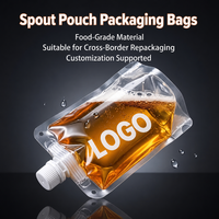 Sac souple transparent épais et durable avec bec verseur autoportant et embout d'aspiration, emballage composite CPP pour bière artisanale et jus de fruits