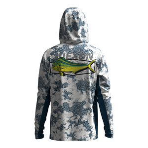 T-shirt à manches longues à capuche pour <span class=keywords><strong>homme</strong></span>, motif camouflage moucheté Mahi Mahi, imperméable UPF50+, séchage rapide, logo personnalisé, pour la pêche, avec <span class=keywords><strong>masque</strong></span> facial intégré - Product Image 5