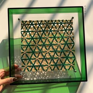 Bamboo Woven Acrylic Wall Art Red <b>Square</b> <b>Frame</b> Decorative Gift Home Decoration Chongqing Craft - Product Image 2