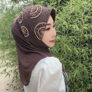 ผ้าคลุมศีรษะแบบสวม ฮิญาบสตาร์ อะโมย ผลิตจากวัสดุผสม นุ่ม ดีไซน์ขอบหมวกแบบฟองน้ำ ประดับคริสตัล สะดวกต่อการสวมใส่ (พู่เดี่ยว) ใช้ได้ทุกฤดู - Product Image 2