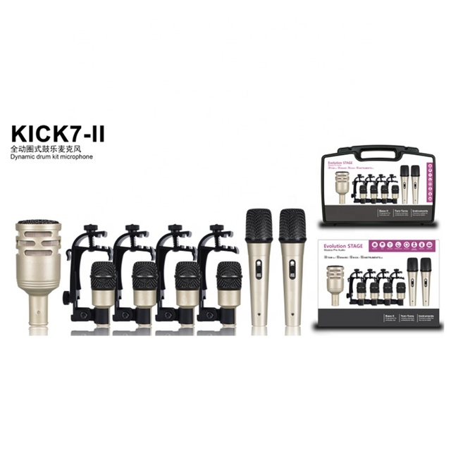 KICK7-II Professional Drum Microphone Kit Musical Instrument 7 Pcs Mic for Drum Set