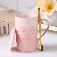 Fabulosa Taza de Cerámica con Diseño de Mármol de 13oz, Duradera, con Tapa y Cuchara, para Mujeres, Regalos de Cumpleaños - Mejores Amigas, Esposa, Mamá, Hija, Hermana