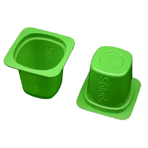 Зеленая квадратная чашка, упаковка для йогурта, пластиковая прямая продажа, НОВАЯ пищевая картонная коробка, пластиковые чашки 100 мл с крышками, 636358