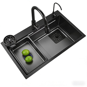 Lavello da <span class=keywords><strong>Cucina</strong></span> in Acciaio Inossidabile Antiruggine, <span class=keywords><strong>Lavabo</strong></span> Artigianale per Verdure e Piatti - Product Image 1
