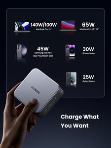 UGREEN <span class=keywords><strong>Cargador</strong></span> USB C de 140W, <span class=keywords><strong>Cargador</strong></span> <span class=keywords><strong>Mac</strong></span> <span class=keywords><strong>Book</strong></span> <span class=keywords><strong>Pro</strong></span> Nexode PD3.1 PPS <span class=keywords><strong>Cargador</strong></span> de pared de portátil rápido GaN plegable de 3 puertos Adaptador de corriente - Product Image 4