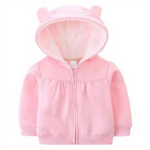 เสื้อฮู้ดเด็กผู้หญิง Bibimom ผ้าเชอร์ปาบุซับใน ซิปหน้า แจ็คเก็ตขนแกะบางเบา ลายหมี สำหรับฤดูใบไม้ร่วงและฤดูหนาว ขนาด 3-24 เดือน - Product Image 1