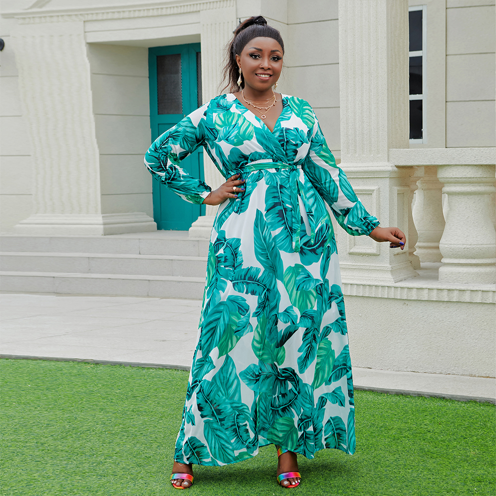 boho maxi dresses plus size Boho Plus Size Printed Loose Maxi Dress Luna main image 0