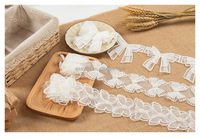 Dentelle en organza de polyester blanc français, tissu à broder, maille, broderie, perles de papillon pour la couture, dentelle guipure décorative, textile