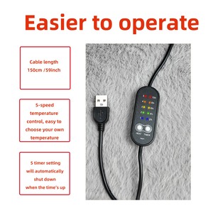 Máy sưởi chân điện USB, đệm sưởi văn phòng/giường, 5 mức nhiệt độ, hẹn giờ, giặt máy được, chất liệu dệt, hàng có sẵn - Product Image 4